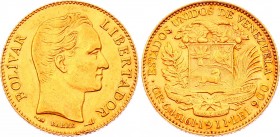 Venezuela 20 Bolivares 1911 
Y# 32; Monnaie de Paris; evenly spaced of dot between date and "LEI"; Gold (.900) 6.45g 22mm