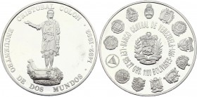 Venezuela 1100 Bolivars 1991 
KM# 68; Silver Proof; Ibero - American Series