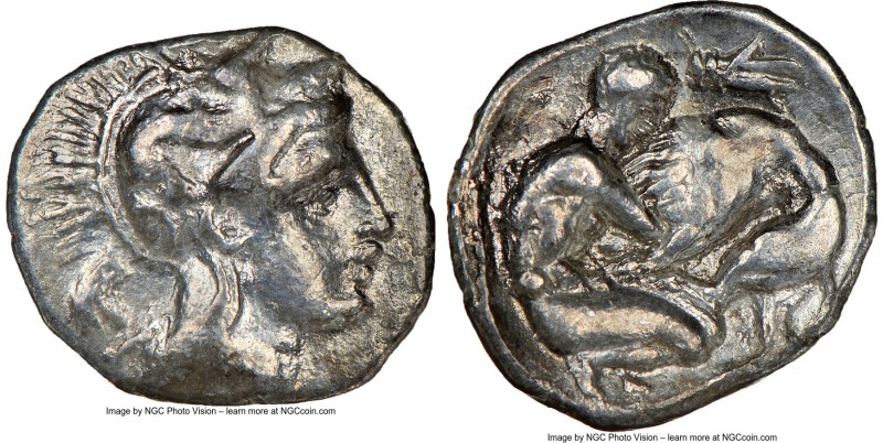 CALABRIA. Tarentum. Ca. 380-280 BC. AR diobol (12mm, 12h). NGC VF. Ca. 325-280 B...