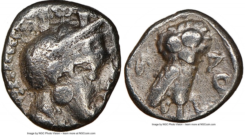 ATTICA. Athens. Ca. 454-404 BC. AR obol (7mm, 9h). NGC VF. Helmeted head of Athe...