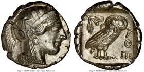 ATTICA. Athens. Ca. 440-404 BC. AR tetradrachm (25mm, 17.19 gm, 4h). NGC AU 5/5 - 4/5. Mid-mass coinage issue. Head of Athena right, wearing crested A...