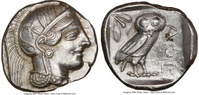 ATTICA. Athens. Ca. 440-404 BC. AR tetradrachm (24mm, 17.16 gm, 6h). NGC AU 5/5 - 2/5, brushed. Mid-mass coinage issue. Head of Athena right, wearing ...