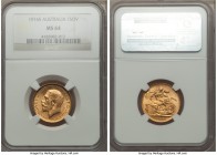 George V gold Sovereign 1916-S MS64 NGC, Sydney mint, KM29. AGW 0.2354 oz.

HID09801242017

© 2020 Heritage Auctions | All Rights Reserved