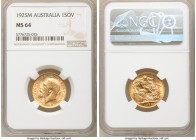 George V gold Sovereign 1925-M MS64 NGC, Melbourne mint, KM29, S-3999. Luster radiates from this near-gem specimen. AGW 0.2355 oz.

HID09801242017
...
