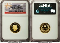 Elizabeth II gold Proof "Sovereign 150th Anniversary" 25 Dollars 2005 PR70 Ultra Cameo NGC, KM868. Mintage: 7,500. One of the first 1,000 struck. Comm...