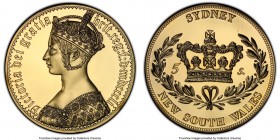 Victoria gilt copper-nickel Proof Piefort INA Retro Fantasy "Sydney - New South Wales" Crown 1851-Dated (2008) PR68 PCGS, KM-X Unl.

HID09801242017...