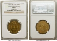 Colonia Santa Teresa. Leper Colony 1000 Reis Token ND (1940) MS62 NGC, KM-L5.

HID09801242017

© 2020 Heritage Auctions | All Rights Reserved