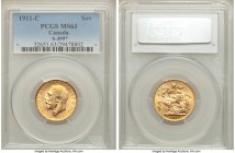 George V gold Sovereign 1911-C MS63 PCGS, Ottawa mint, KM20.,S-3997. The honeyed patina reaches to the peripheries. AGW 0.2355 oz.

HID09801242017
...