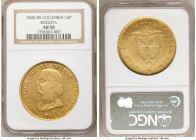 Nueva Granada gold 16 Pesos 1845 BOGOTA-RS AU50 NGC, Bogota mint, KM941.1, Fr-74. A collectible type with weakly struck features that are typical for ...