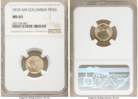 Republic Peso 1910-AM MS65 NGC, KM-A279. A gem displaying ample cartwheel luster despite the significant die corrosion.

HID09801242017

© 2020 He...