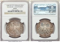 Frankfurt. Free City Proof "Constitution" 2 Gulden 1848 PR64 NGC, KM337. Mintage: 8,600. Commemorating the May 18th Constitutional Convention, scarce ...