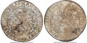 Mansfeld. Johann Georg I, Peter Ernst I, & Christoph II Taler 1559 AU Details (Reverse Stained) NGC, Dav-9484. The subdued reflectivity is evident thr...