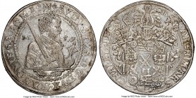 Saxony. August I Taler 1557-HB AU55 NGC, Dresden mint, KM-MB182, Dav-9795. A near-Mint State representative displaying the most minor instances of wea...