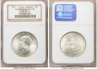 Schaumburg-Lippe. Albrecht Georg 3 Mark 1911-A MS65 NGC, Berlin mint, KM55. Brilliant luster radiates from the central motifs of this Prince Georg com...