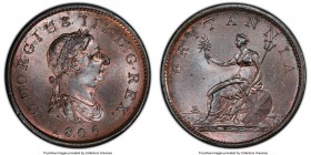 George III Penny 1806 MS64 Brown PCGS, KM663, S-3780. A splendid representative on the precipice of gem, bathed in satiny luster.

HID09801242017
...
