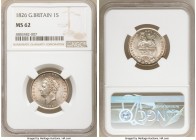 George IV Shilling 1826 MS62 NGC, KM694, S-3812. A popular, near-choice offering displaying razor-sharp devices highlighting a full cartwheel luster; ...