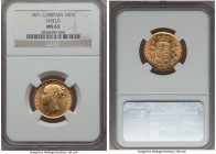 Victoria gold "Shield" Sovereign 1871 MS63 NGC, KM736.2 Die #30. Choice for the grade and with a substantial amount of golden mint bloom.

HID098012...