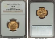 Victoria gold "St. George" Sovereign 1880/70 AU58 NGC, KM752, S-3856A. Traces of rust coloration are visible above Victoria's bun. Ex. Alan Dean Colle...