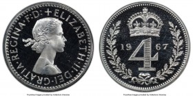 Elizabeth II 4-Piece Certified Prooflike Maundy Set 1967 PCGS, 1) Penny - PL66, S-4135 2) 2 Pence - PL64, S-4134 3) 3 Pence - PL66, S-4133 4) 4 Pence ...