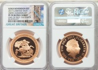 Elizabeth II 5-Piece Certified gold Proof "200th Anniversary" Sovereign Set 2017 PR70 Ultra Cameo NGC, 1) 1/4 Sovereign, KM-Unl. 2) 1/2 Sovereign, KM-...