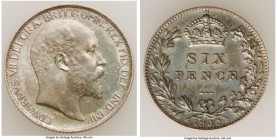 Pair of Uncertified Assorted 6 Pence, 1) Edward VII 6 Pence 1902 - Matte Proof (AU), KM799. 19.2mm. 2.81gm 2) Victoria 6 Pence 1900 - UNC, KM779. 19.2...