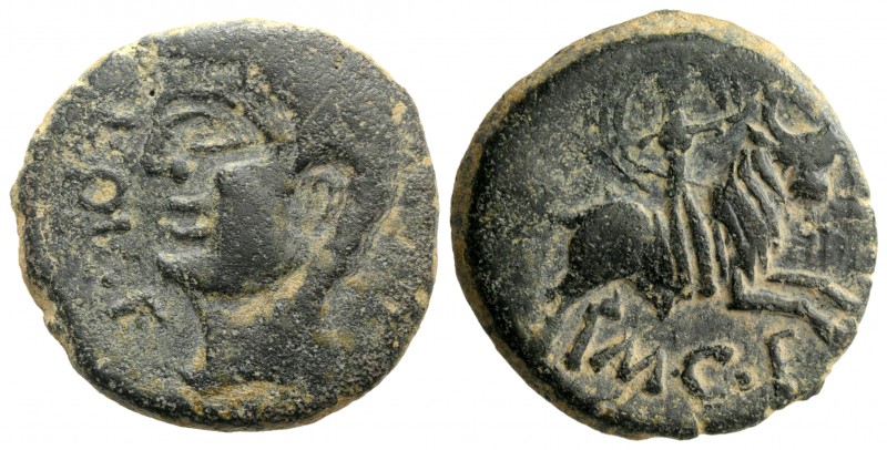 Spain, Castulo, early 1st century BC. Æ As (27mm, 11.75g, 11h). Male head l. R/ ...
