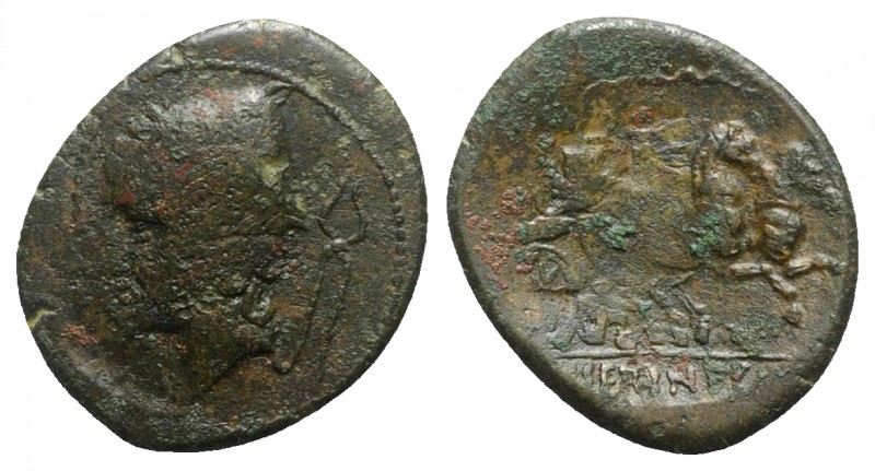 Samnium, Aesernia, c. 263-240 BC. Æ (23mm, 6.72g, 6h). Head of Vulcan l., wearin...