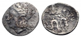 Campania, Allifae, c. 325-275 BC. AR Obol (10mm, 0.58g, 12h). Laureate head of Apollo l. R/ Skylla r., holding sepia and fish; mussel above. HNItaly 4...