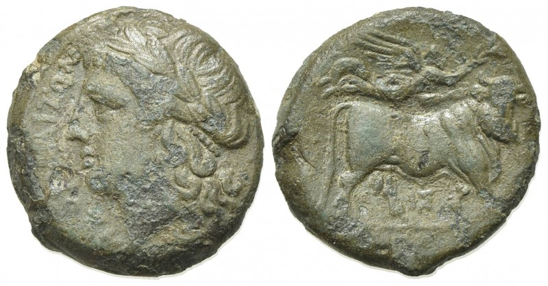 Southern Campania, Neapolis, c. 270-250 BC. Æ (19mm, 5.64g, 11h). Laureate head ...