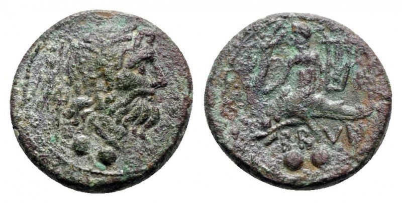 Southern Apulia, Brundisium, 2nd century BC. Æ Sextans (13mm, 2.67g, 6h). Wreath...
