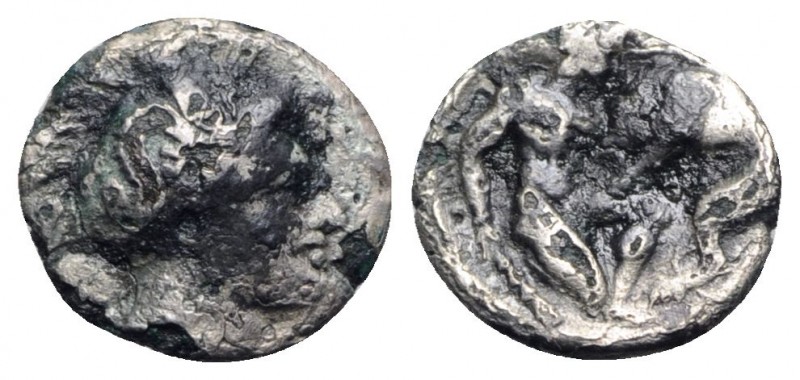 Southern Apulia, Tarentum, c. 380-325 BC. AR Diobol (11.5mm, 0.80g, 6h). Helmete...