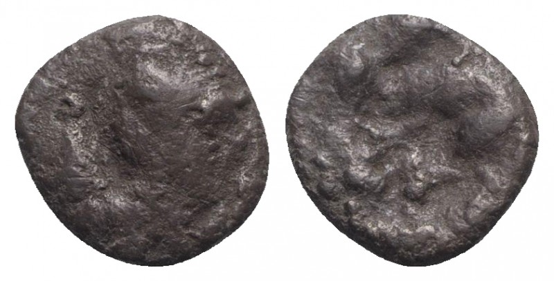 Southern Apulia, Tarentum, c. 380-325 BC. AR Diobol (11mm, 1.04g, 6h). Head of A...