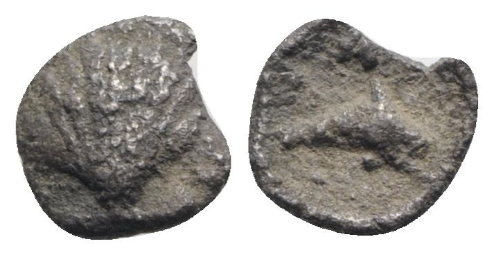 Southern Apulia, Tarentum, c. 325-280 BC. AR Hemilitron (8mm, 0.36g, 9h). Shell....
