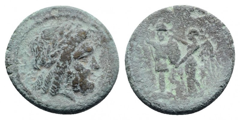 Southern Apulia, Tarentum, c. 280 BC. Æ (22mm, 7.19g, 1h). Laureate head of Zeus...