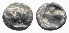Northern Lucania, Velia, c. 535-480 BC. AR Obol (6mm, 0.39g). Forepart of lion r. R/ Incuse square. HNItaly 1261; SNG ANS 1221. Porous, near VF