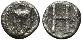 Bruttium, Kroton, c. 400-350 BC. AR Hemiobol (6mm, 0.18g). Tripod. R/ Large H (mark of value). Attianese 87; HNItaly 2188. Very Rare, Good Fine