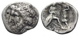 Bruttium, Lokroi Epizephyrioi, c. 275 BC. AR Stater (22mm, 6.37g, 12h). Laureate head of Zeus l.; NE below. R/ Roma seated r., being crowned by Pistis...