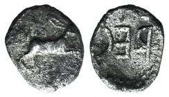 Bruttium, Rhegion. Anaxilas (Tyrant, c. 494/3-462/1 BC). AR Litra (9mm, 0.59g, 12h). Hare springing r. R/ Retrograde REC. Caltabiano Series II–IV, 126...