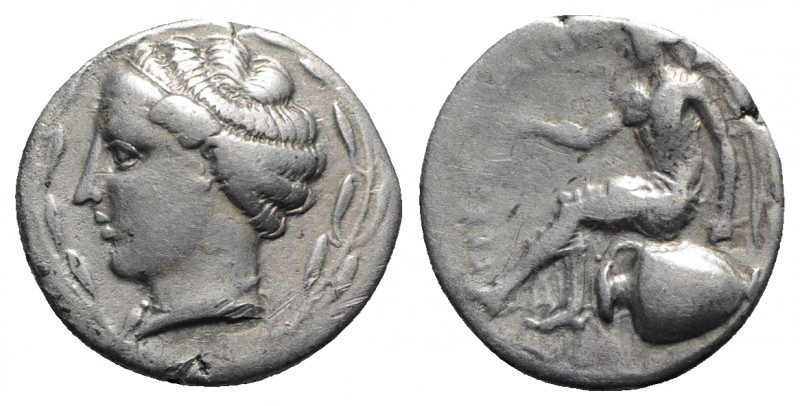 Bruttium, Terina, c. 440-425 BC. AR Stater (21mm, 7.45g, 9h). Head of the nymph ...