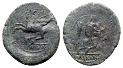 Sicily, "Kainon", c. 365 BC. Æ (27mm, 6.83g, 6h). Griffin springing l.; below, grasshopper l. R/ Horse prancing l., trailing rein; star above. HGC 2, ...