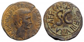 Augustus (27 BC-AD 14). Æ As (27mm, 11.91g, 4h). Rome; Cn. Piso Cn. F, moneyer, 15 BC. Bare head r. R/ Legend around large S•C. RIC I 382. Rare, about...