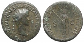 Claudius (41-54). Æ Sestertius (34.5mm, 25.71g, 6h). Restitution issue. Rome, under Titus, 80-1. Laureate head of Claudius r. R/ Spes advancing l., ho...