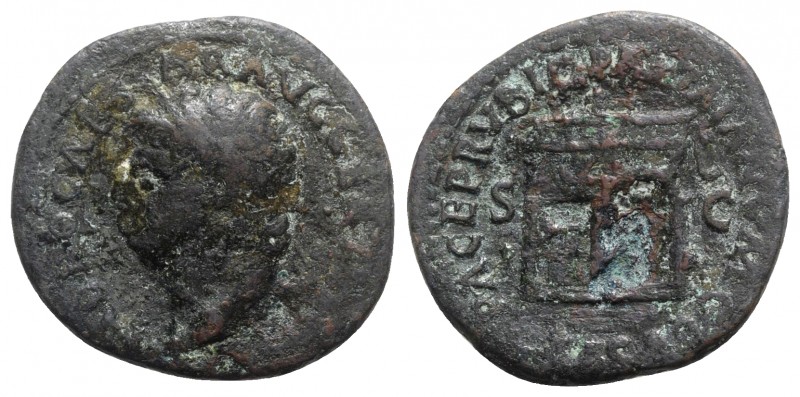 Nero (54-68). Æ As (30mm, 9.82g, 6h). Rome, c. AD 65. Laureate head l. R/ Temple...