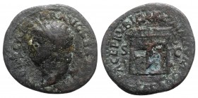 Nero (54-68). Æ As (30mm, 9.82g, 6h). Rome, c. AD 65. Laureate head l. R/ Temple of Janus with latticed windows to l. and garland hung across closed d...