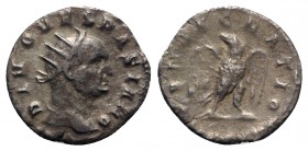 Divus Vespasian (died AD 79). AR Antoninianus (22mm, 2.70g, 6h). Rome, AD 250-1. Radiate head r. R/ Eagle standing r., head l., with wings spread. RIC...