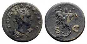 Domitian (81-96). Æ Semis (20mm, 5.13g, 6h). Laureate head r. R/ Cornucopiae. RIC II 425. Metal-flaws, otherwise VF