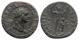 Domitian (81-96). Æ Dupondius (29mm, 11.58g, 6h). Rome, 90-1. Radiate head r. R/ Virtus standing r., holding spear and parazonium. RIC II 706. Metal-f...