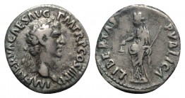 Nerva (96-98). AR Denarius (18mm, 3.17g, 6h). Rome, AD 97. Laureate head r. R/ Libertas standing l., holding pileus and sceptre. RIC II 19; RSC 113. T...