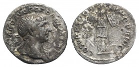 Trajan (98-117). AR Denarius (19mm, 2.91g, 6h). Rome, c. 107-108. Laureate bust r., slight drapery. R/ Trophy. RIC II 147b; RSC 98. Fine - Good Fine