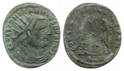 Constantius I (Caesar, 293-305). Radiate Fraction (21.5mm, 2.81g, 6h). Alexandria, 296-7. Radiate, draped and cuirassed bust r. R/ Constantius standin...